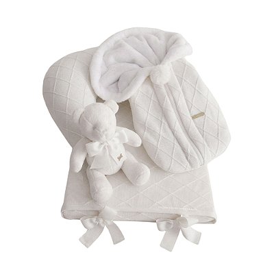 Kit Primeiros Momentos - 4 Peças Em Tricot - Natural Off White