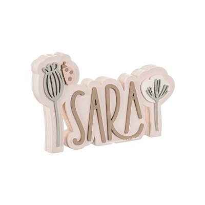 Placa Nome Decorativo Infantil Personalizado Para Prateleira - Flora - 105034 - Personalizado