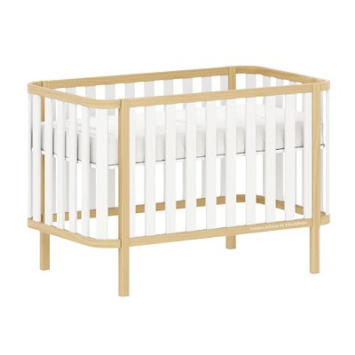 Berço 2 Em 1 Softy - Branco Com Carvalho Malva