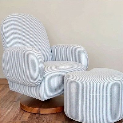 Poltrona De Amamentação Curve - Com Balanço e Giro - Tecido Speciali 06 - Base Madeira