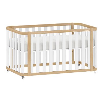 Berço Americano 2 em 1 Loop - Branco Com Carvalho Malva