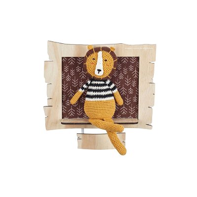 Quadro Amigurumi Leão Personalizável Com Nome Do Bebê - Zoo - 72021 - Personalizado