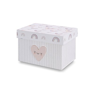 Caixa Decorativa P Arco-Íris E Coração Para Organizar - Princess - 100060