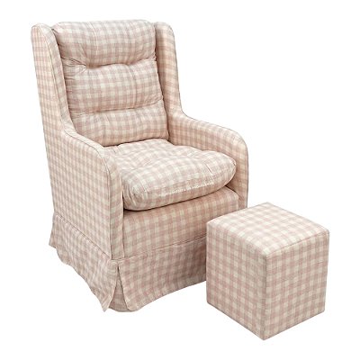 Poltrona De Amamentação Mila - Com Puff - Xadrez