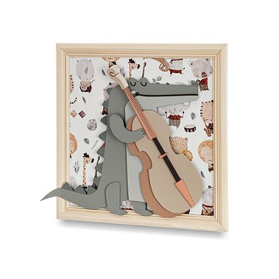 Quadro Decorativo Infantil Crocodilo Músico P - Música - 101025