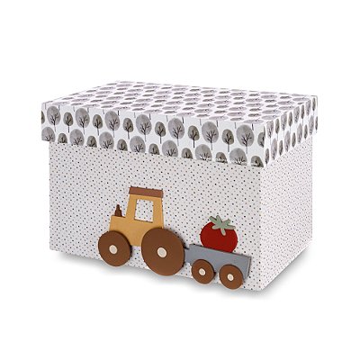 Caixa Organizadora Infantil M Com Tema Trator - Fazendinha - 97061