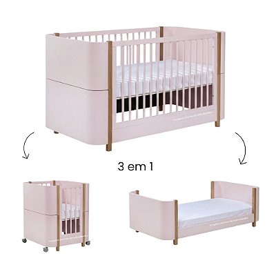 Berço Evolutivo 3 em 1 Kim - Rosa