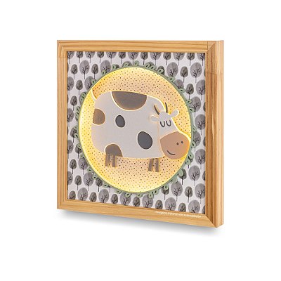 Quadro Infantil Decorativo Com Luz Vaca - Fazendinha - 97502