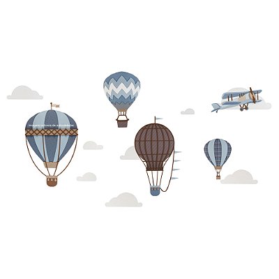 Painel De Parede Decorativo Infantil Balões E Avião Maior - Voar - 95010
