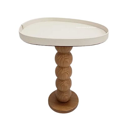 Mesa Dot - Madeira / Tampo Em Recouro Off White