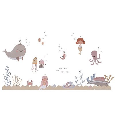 Painel Decorativo Fundo do Mar Maior - Sereias - 78010