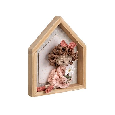 Quadro Decorativo Infantil Amigurumi Menina Em Crochê - Margarida - 112028