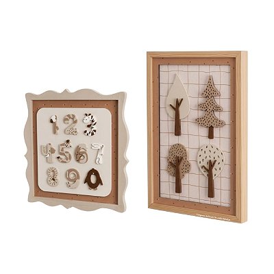 Kit 2 Quadros Decorativos Infantil Números E Árvores - Bichos Baby II - 114050