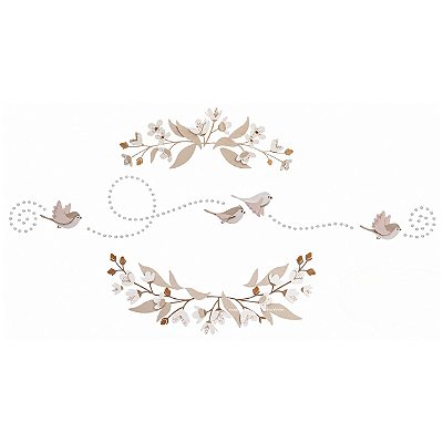Painel Decorativo Infantil De Parede Passarinhos Floral - Revoada - 118010