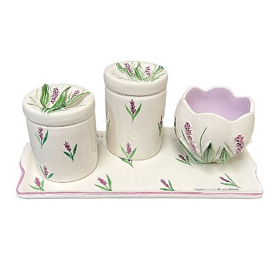 Kit Higiene De Cerâmica 4 Peças - Lavanda
