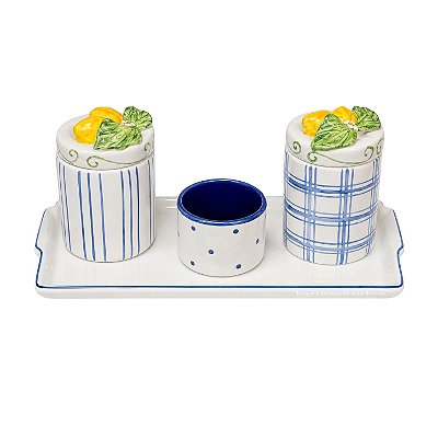 kit Higiene De Cerâmica 4 Peças - Limão