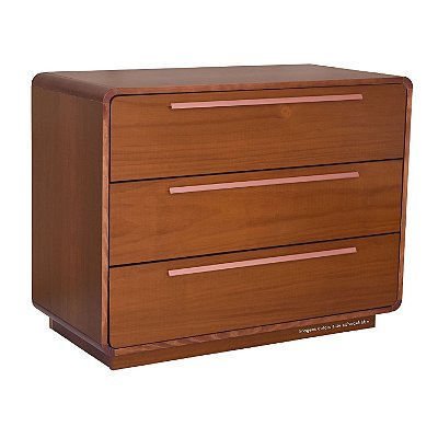 Cômoda Infantil Wave - 3 Gavetas - Corpo Mel Com Puxador Cobre