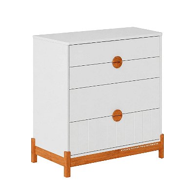 Cômoda Infantil Lamê 4 Gavetas + 1 Porta - Branco/Carvalho Avelã