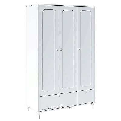 Guarda-Roupa Infantil 3 Portas Fofura - Branco