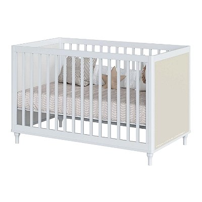 Berço Americano 2 em 1 Fofura - Branco Com Rattan