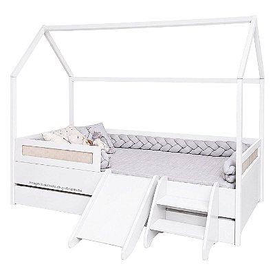 Bicama Infantil Com Casinha E Escorregador Divertidamente - Branco