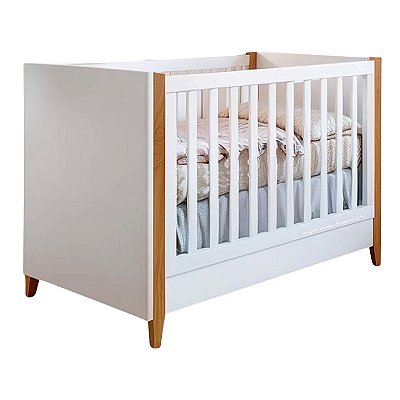 Berço Capri 2 Em 1 - Branco Com Pés Mel
