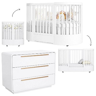 Conjunto Berço E Cômoda Wave - Branco