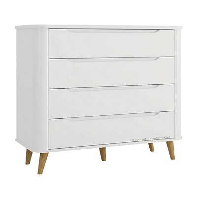 Cômoda Olívia 4 Gavetas - Com Pé Cônico - Branco