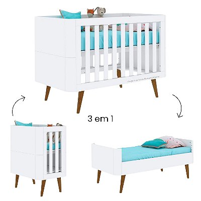 Berço Americano 3 Em 1 Evolutivo Curvo Agatha - Branco