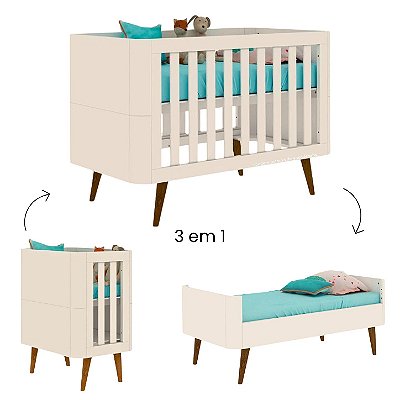 Berço Americano 3 Em 1 Evolutivo Curvo Agatha - Off White