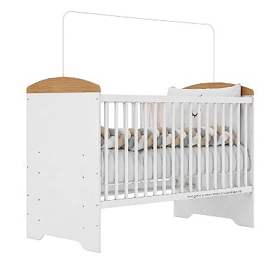 Berço Que Vira Mini Cama E Mini Sofá 3 Em 1 Eloá - Branco Com Bétula