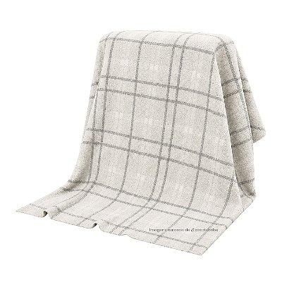 Manta Xadrez 90x90 - Tricot - Cinza Claro 869