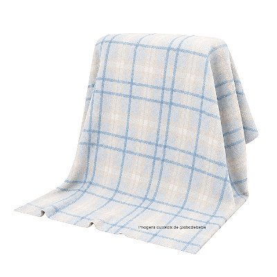 Manta Xadrez 90x90 - Tricot - Azul Blue Sky