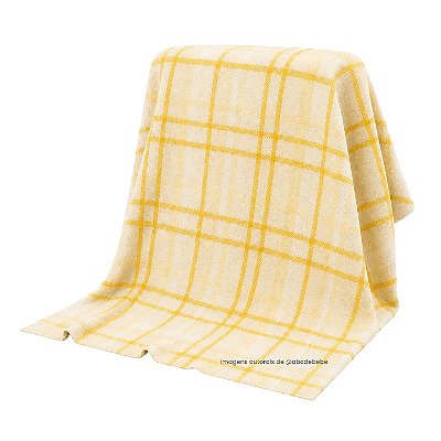 Manta Xadrez 90x90 - Tricot - Amarelo Plus