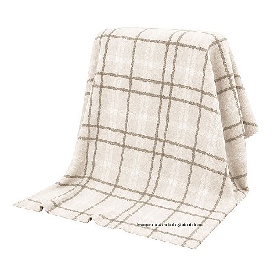 Manta Xadrez 90x90 - Tricot - Bege Buvem
