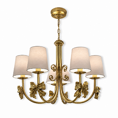 Lustre de Laços - Dourado e Bege - 6 Cúpulas