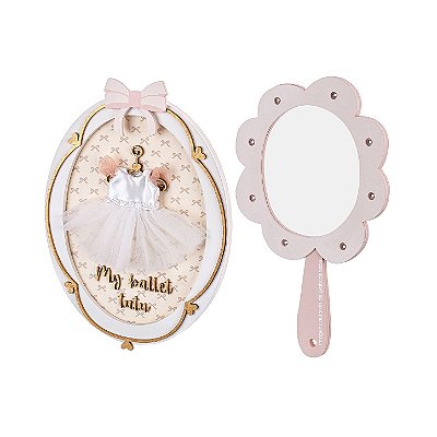 Kit Com 2 Quadros Decorativos Infantil Com Espelho - Dança - 99050 - prontaentrega - Peça De Mostruário