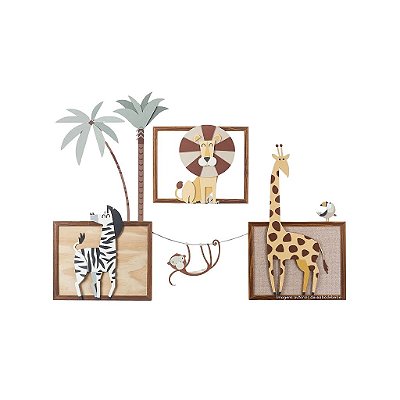 Painel Decorativo Para Parede De Quarto Infantil Temático Menor - Zoo - 72012 - prontaentrega - Peça De Mostruário