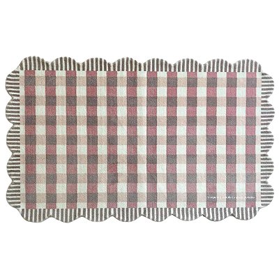 Tapete Infantil Encantos Picnic Xadrez Rosa/Rosê/Branco - Retangular