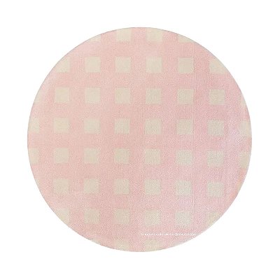 Tapete Infantil Xadrez Delicado Rosa - Redondo