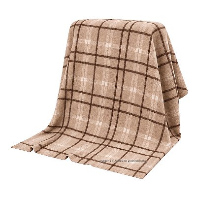 Manta Xadrez 90x90 - Tricot - Marrom Raiz