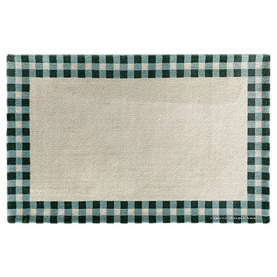 Tapete Infantil Encantos Picnic Bordas Xadrez Verde - Retangular