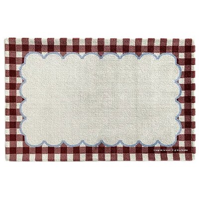 Tapete Infantil Encantos Moldura Xadrez Gelo/Marsala/Náutico/Bordô - Retangular
