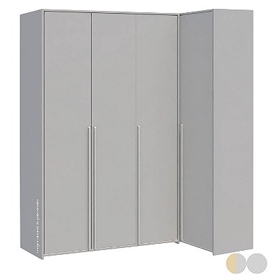 Guarda-Roupa Modulado 4 Portas Em L - Cinza/Nature
