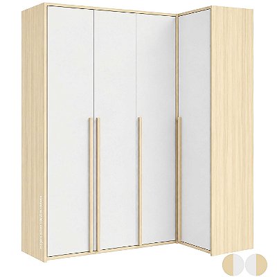 Guarda-Roupa Modulado 4 Portas Em L - Nature/Branco