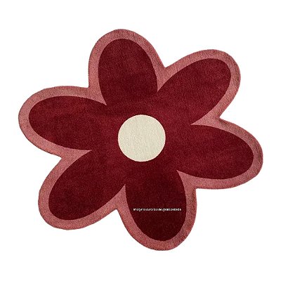 Tapete Infantil Orgânico Mundo Encantado Floral - Redondo - Bordô