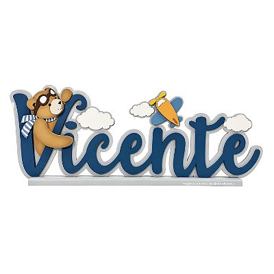 Enfeite Decorativo De Prateleira Com Nome "Vicente" - Peça De Mostruário - prontaentrega