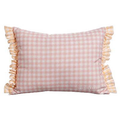 Almofada Estampada Xadrez Com Babados - Margaridas - 97-18