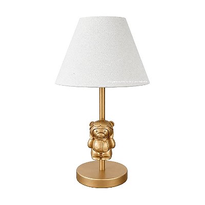 Abajur Ursinho Urso Aviador Dourado - Luminária Urso