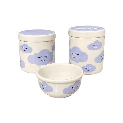 Kit Higiene Nuvem 3 Peças - Azul - Peça De Mostruário - prontaentrega